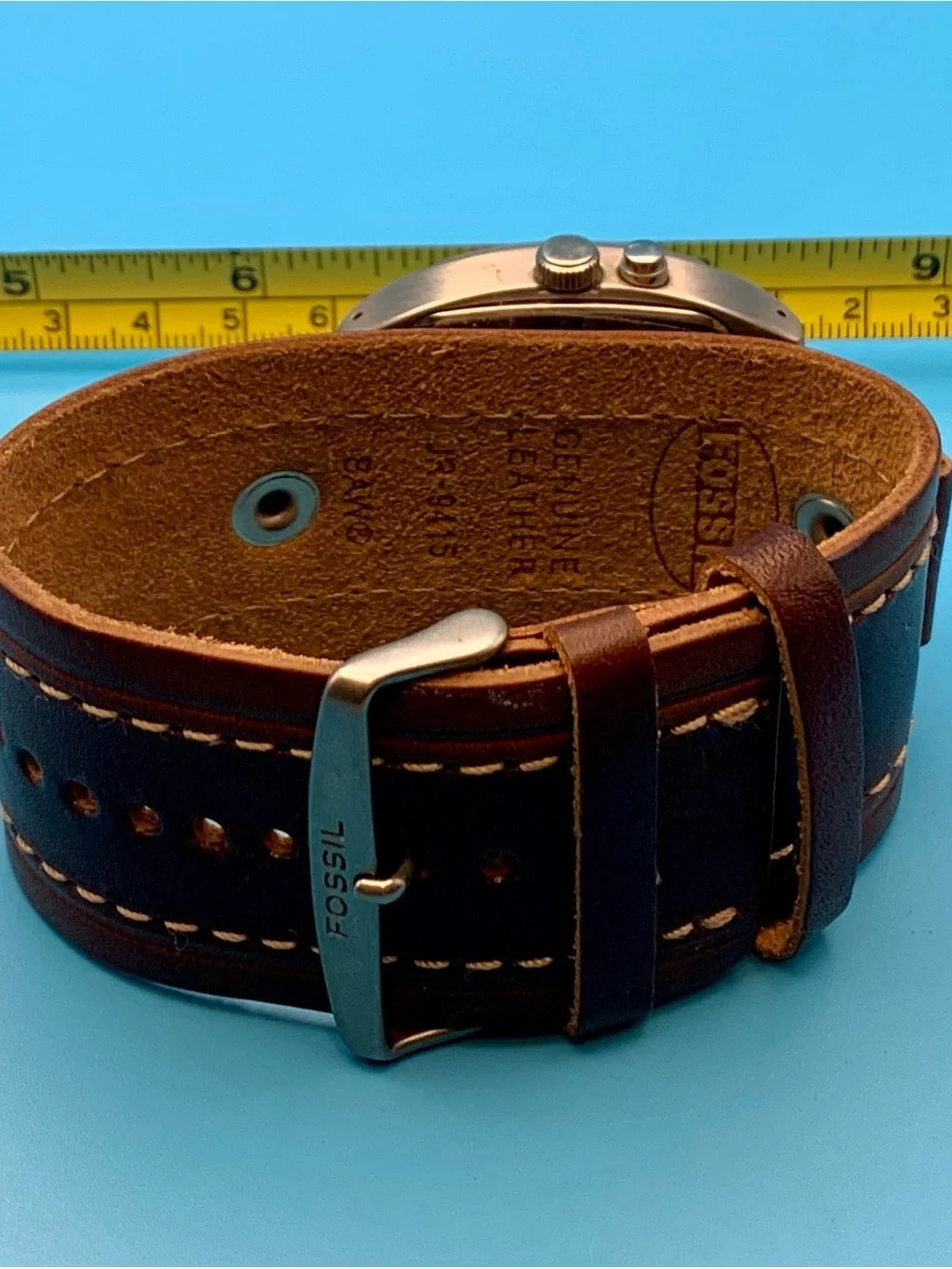 FOSSIL BIG TIC AM-3741 Men’s Vintage Quartz Wristwatch Bund Band Works New Batt